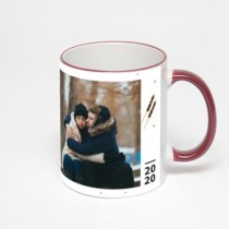 Кружка с бордовой ручкой и ободком