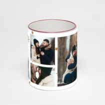 Кружка с бордовой ручкой и ободком