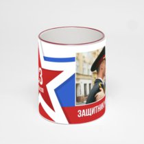 Кружка с бордовой ручкой и ободком