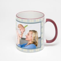 Кружка с бордовой ручкой и ободком