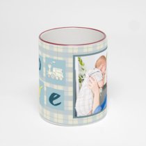 Кружка с бордовой ручкой и ободком