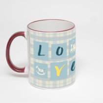 Кружка с бордовой ручкой и ободком