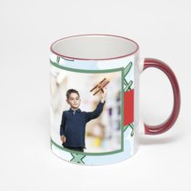 Кружка с бордовой ручкой и ободком