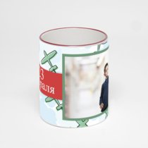 Кружка с бордовой ручкой и ободком