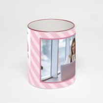 Кружка с бордовой ручкой и ободком