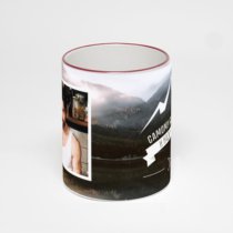 Кружка с бордовой ручкой и ободком