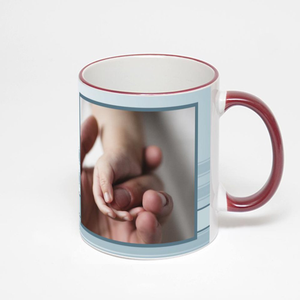 Кружка с бордовой ручкой и ободком