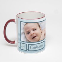 Кружка с бордовой ручкой и ободком