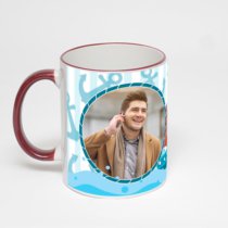 Кружка с бордовой ручкой и ободком