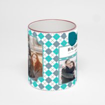 Кружка с бордовой ручкой и ободком