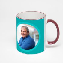 Кружка с бордовой ручкой и ободком