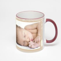 Кружка с бордовой ручкой и ободком