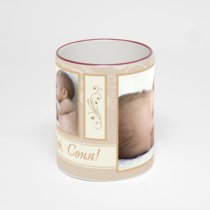 Кружка с бордовой ручкой и ободком