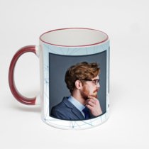 Кружка с бордовой ручкой и ободком