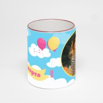 Кружка с бордовой ручкой и ободком