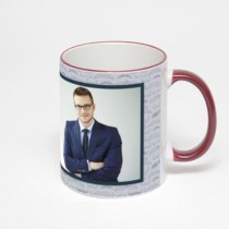 Кружка с бордовой ручкой и ободком