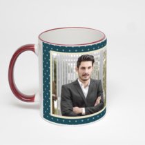 Кружка с бордовой ручкой и ободком