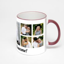 Кружка с бордовой ручкой и ободком