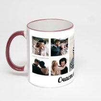 Кружка с бордовой ручкой и ободком