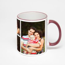 Кружка с бордовой ручкой и ободком