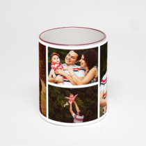 Кружка с бордовой ручкой и ободком