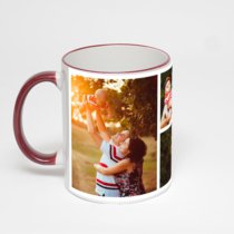 Кружка с бордовой ручкой и ободком