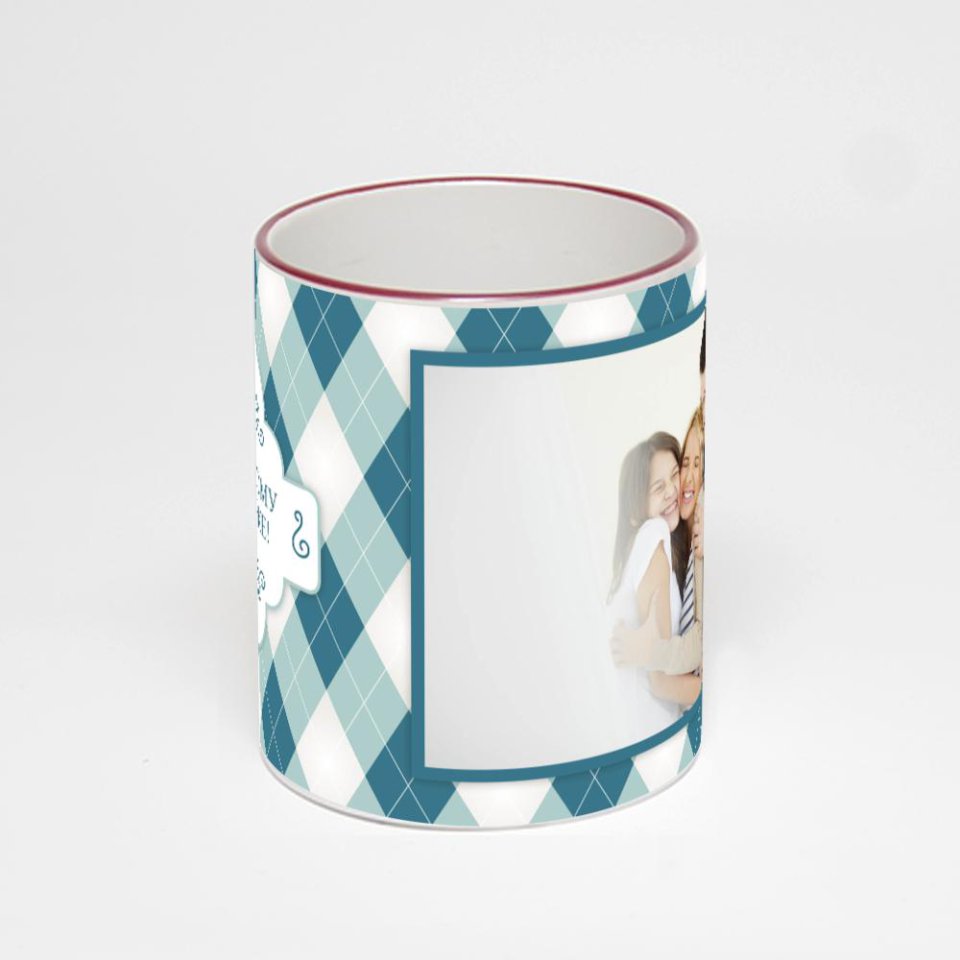 Кружка с бордовой ручкой и ободком