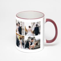 Кружка с бордовой ручкой и ободком