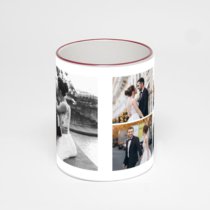 Кружка с бордовой ручкой и ободком