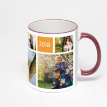 Кружка с бордовой ручкой и ободком