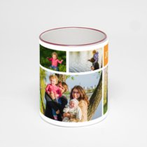 Кружка с бордовой ручкой и ободком