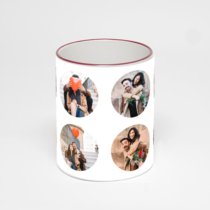 Кружка с бордовой ручкой и ободком