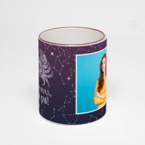 Кружка с бордовой ручкой и ободком