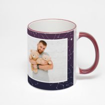 Кружка с бордовой ручкой и ободком