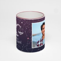 Кружка с бордовой ручкой и ободком