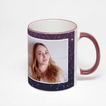 Кружка с бордовой ручкой и ободком