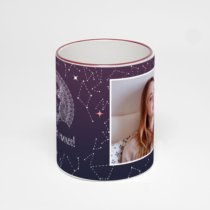 Кружка с бордовой ручкой и ободком