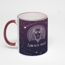 Кружка с бордовой ручкой и ободком