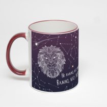 Кружка с бордовой ручкой и ободком