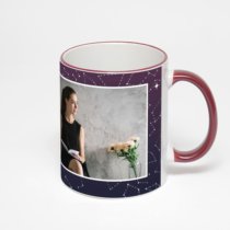 Кружка с бордовой ручкой и ободком