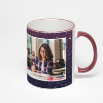 Кружка с бордовой ручкой и ободком