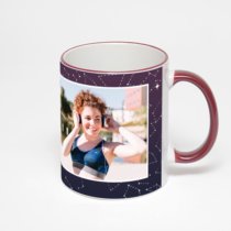 Кружка с бордовой ручкой и ободком