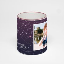 Кружка с бордовой ручкой и ободком