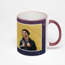 Кружка с бордовой ручкой и ободком