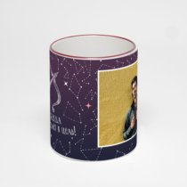 Кружка с бордовой ручкой и ободком