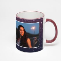 Кружка с бордовой ручкой и ободком