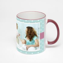 Кружка с бордовой ручкой и ободком