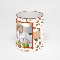 Кружка с бордовой ручкой и ободком