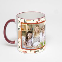 Кружка с бордовой ручкой и ободком