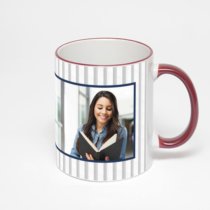 Кружка с бордовой ручкой и ободком